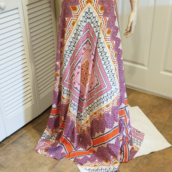 Eliza J Scarf Print Flowy Maxi Dress sz 2 Modcloth - Picture 3 of 9